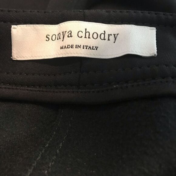 Sonya Chodry Pants Size 4 Black Skinny Biker Zipper Accents Made in Italy - Picture 9 of 16